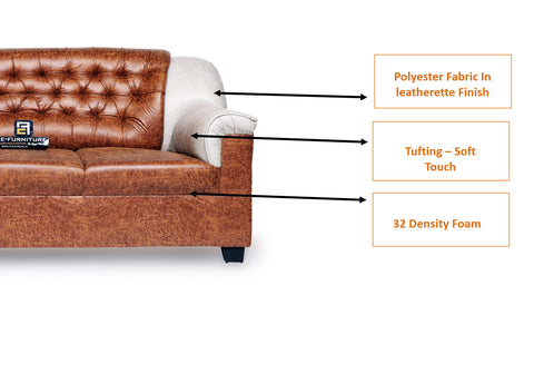 Royal Chesterfield Sofa – Brown Leatherette (by E-Furniture)