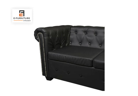 E-Furniture | Noir Luxe L-Shaped Sectional, Chaise Left, Tufted Black