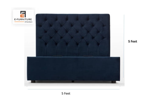 E-Furniture | Athena Royale Upholstered King Size Bed, Midnight Blue