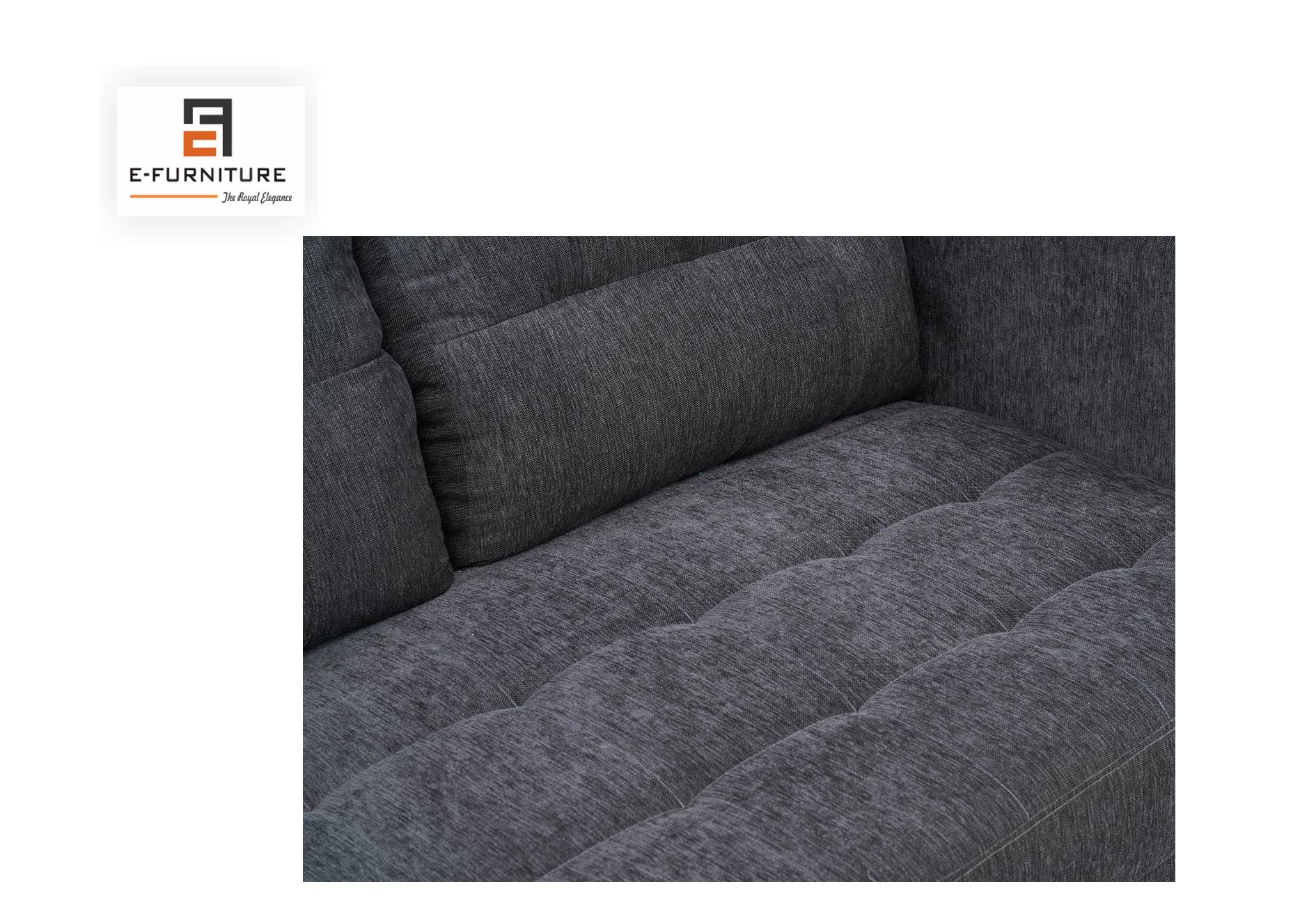 E-Furniture | NeemNest Upholstered L-Sectional, Charcoal Grey