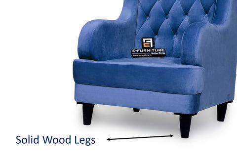 E-Furniture | Azure Dreamweaver Upholstered Wing Chair, Royal Blue