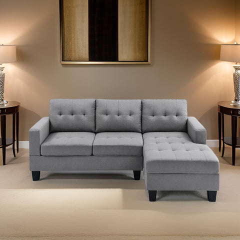 E-Furniture | Serenity Chaise Sectional, Modern, Dove Gray
