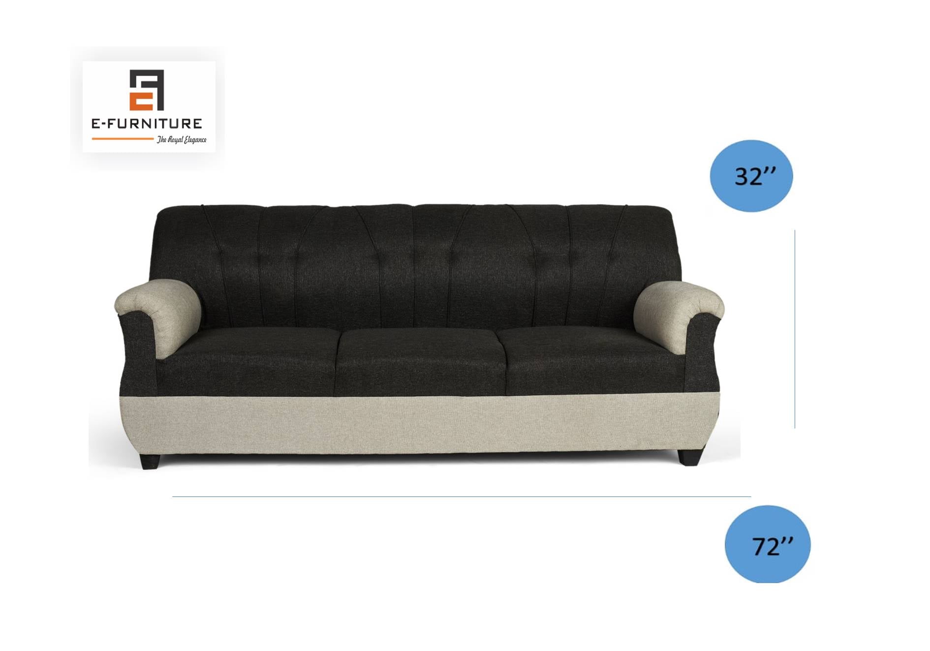 E-Furniture | Eleganza Two-Tone Tufted Sofa, Classic Gray & Charcoal