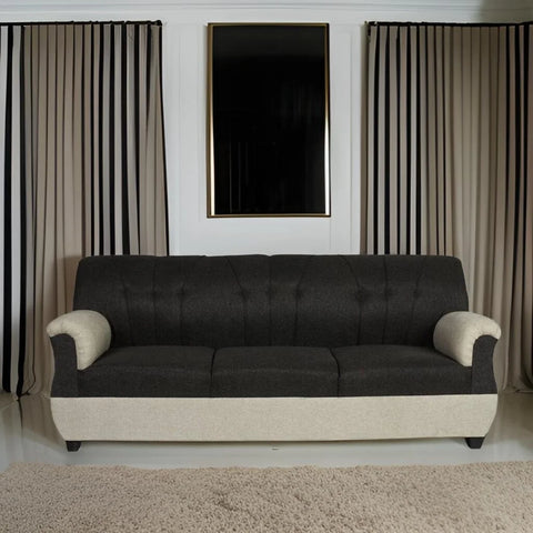 E-Furniture | Eleganza Two-Tone Tufted Sofa, Classic Gray & Charcoal