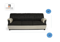 E-Furniture | Eleganza Two-Tone Tufted Sofa, Classic Gray & Charcoal