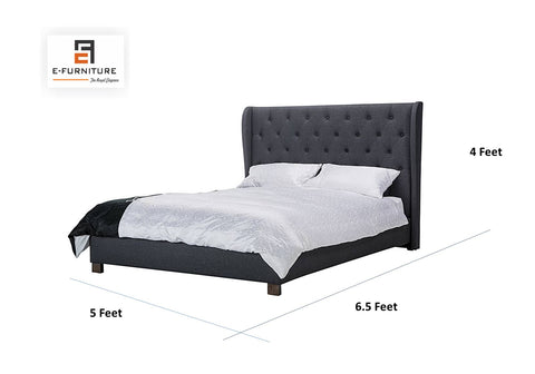 E-Furniture | Neemwood Classic Queen, Dark Charcoal Gray