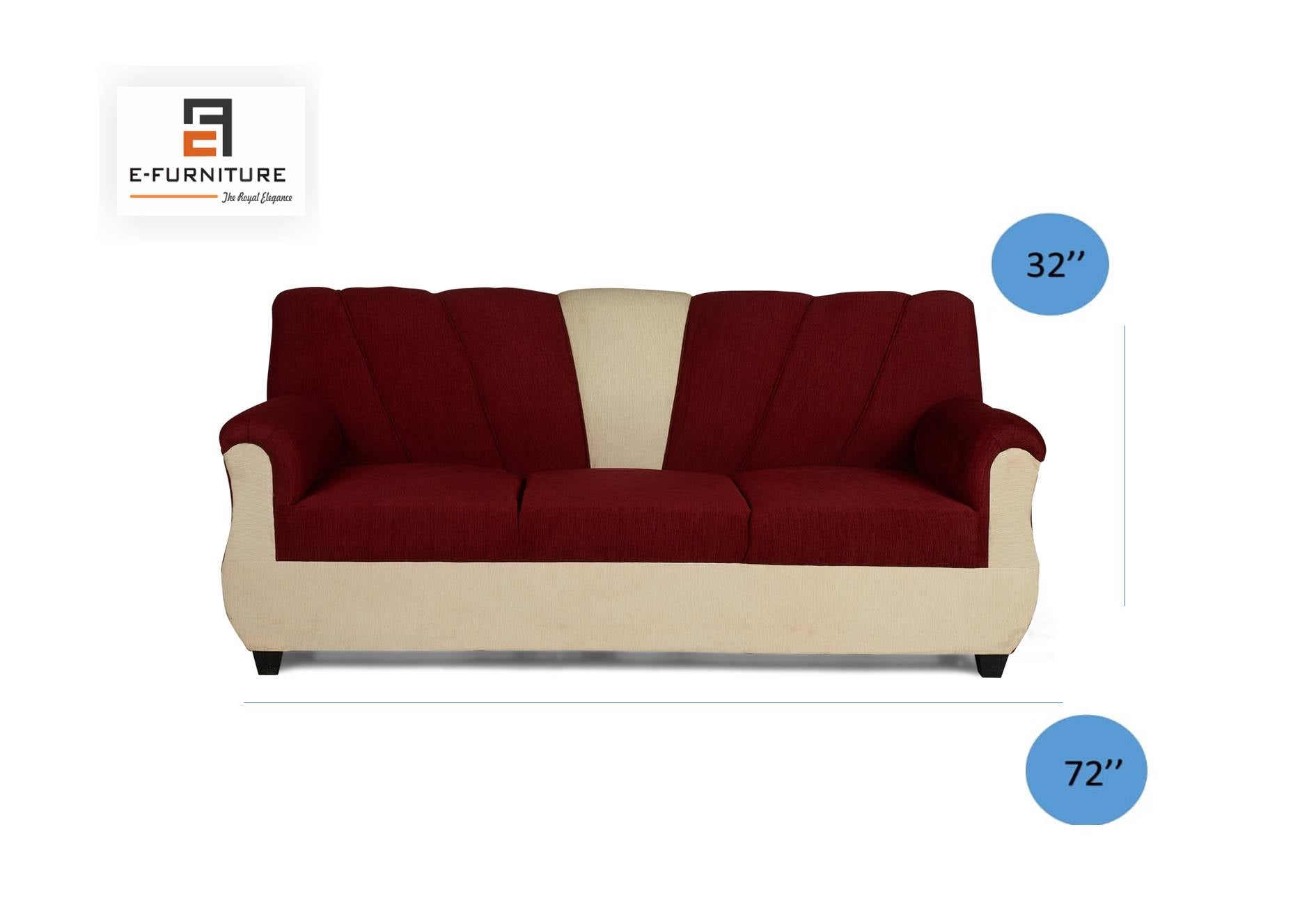 E-Furniture | Crimson Cloud Two-Tone Sofa, Ruby & Pearl