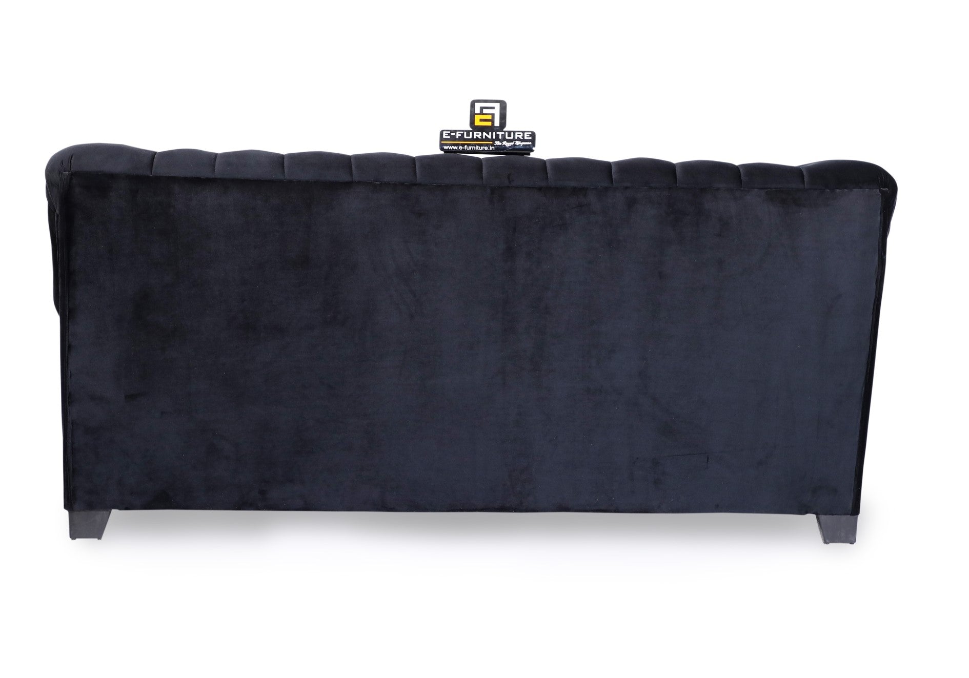 E-Furniture | Majestic Noir Chesterfield Upholstered Two-Seater Sofa, Onyx Black