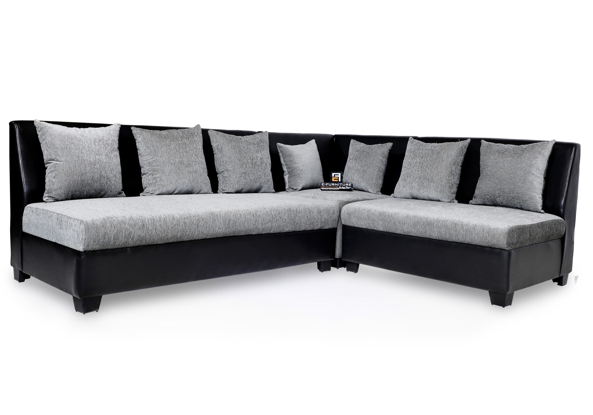 ModernoLux | Sienna Chaise Sectional Compact Sofa, Charcoal Gray