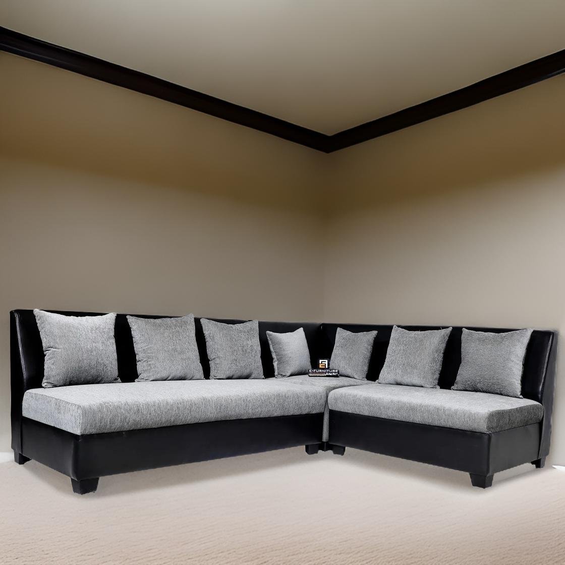 ModernoLux | Sienna Chaise Sectional Compact Sofa, Charcoal Gray
