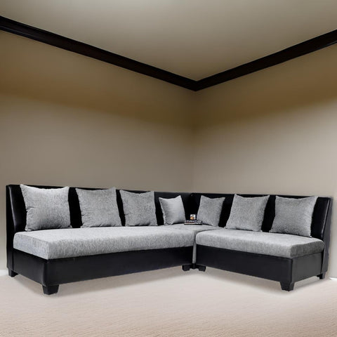 ModernoLux | Sienna Chaise Sectional Compact Sofa, Charcoal Gray
