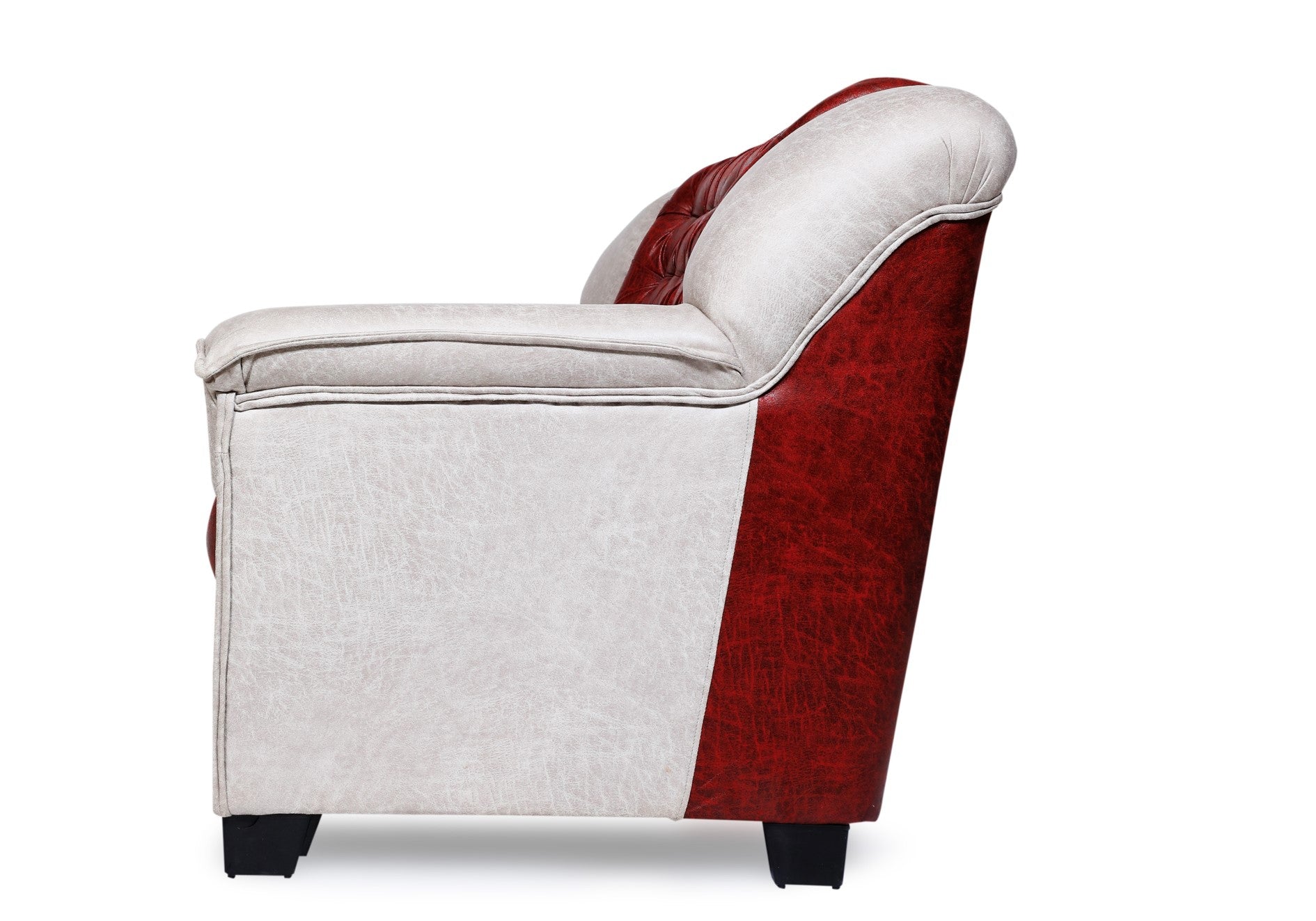 E-Furniture | Crimson Comfort Three-Seater Sofa, Ruby Red & Ash Grey