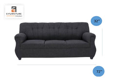 E-Furniture | Midnight Majesty 3+1+1 Seater, Dark Elegance