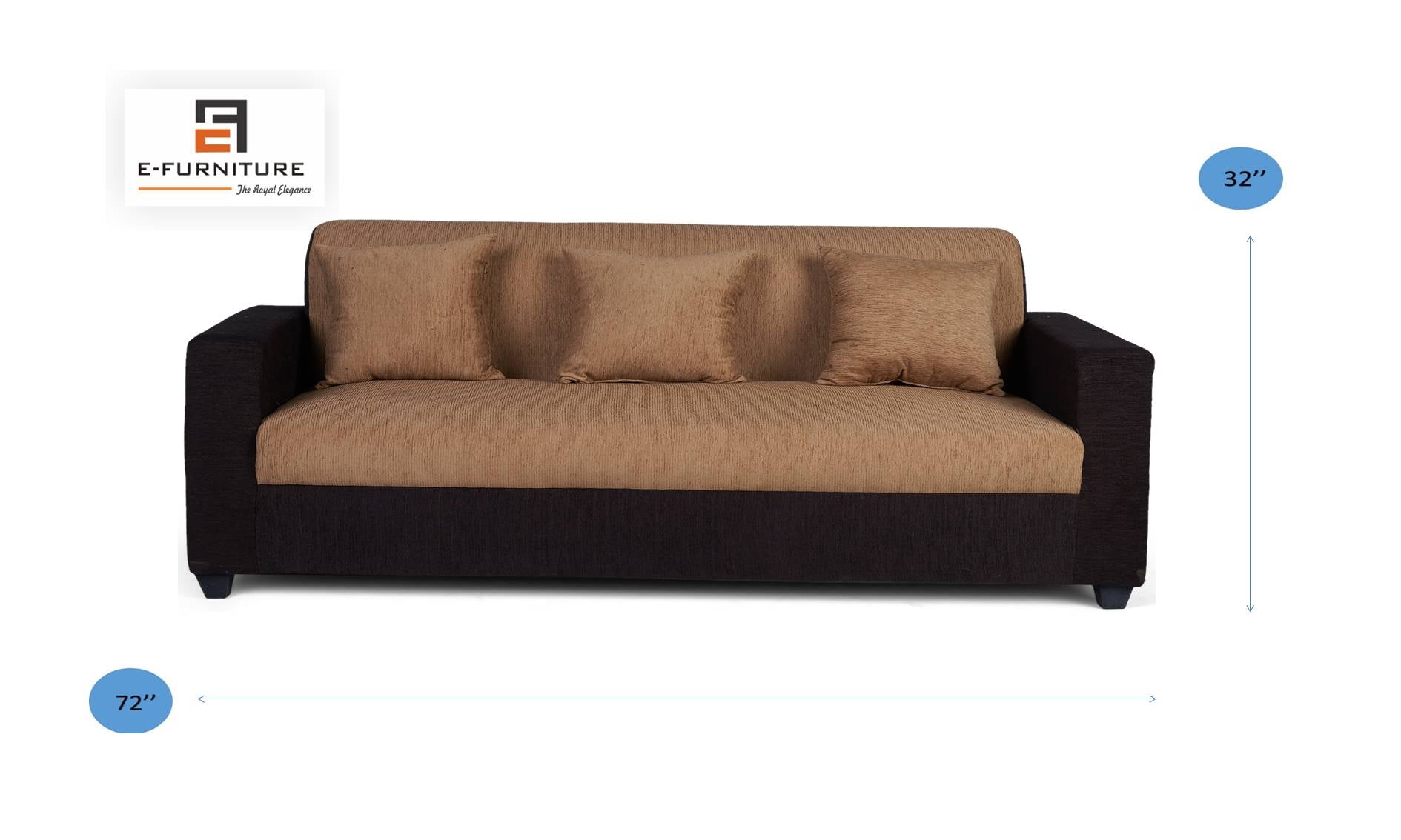 E-Furniture Aerin Brown and Beige Sofa pack