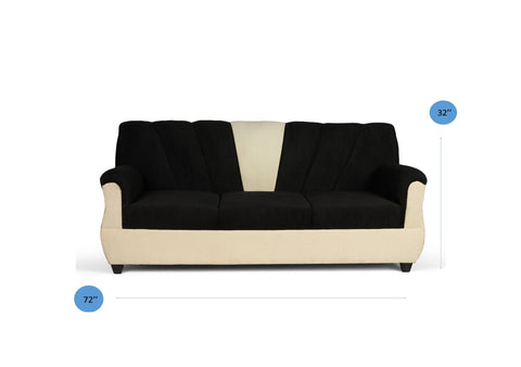 E-Furniture | Modern Harmony 3+1+1 Seater, Black and Cream