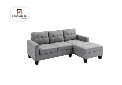 E-Furniture | Serenity Chaise Sectional, Modern, Dove Gray