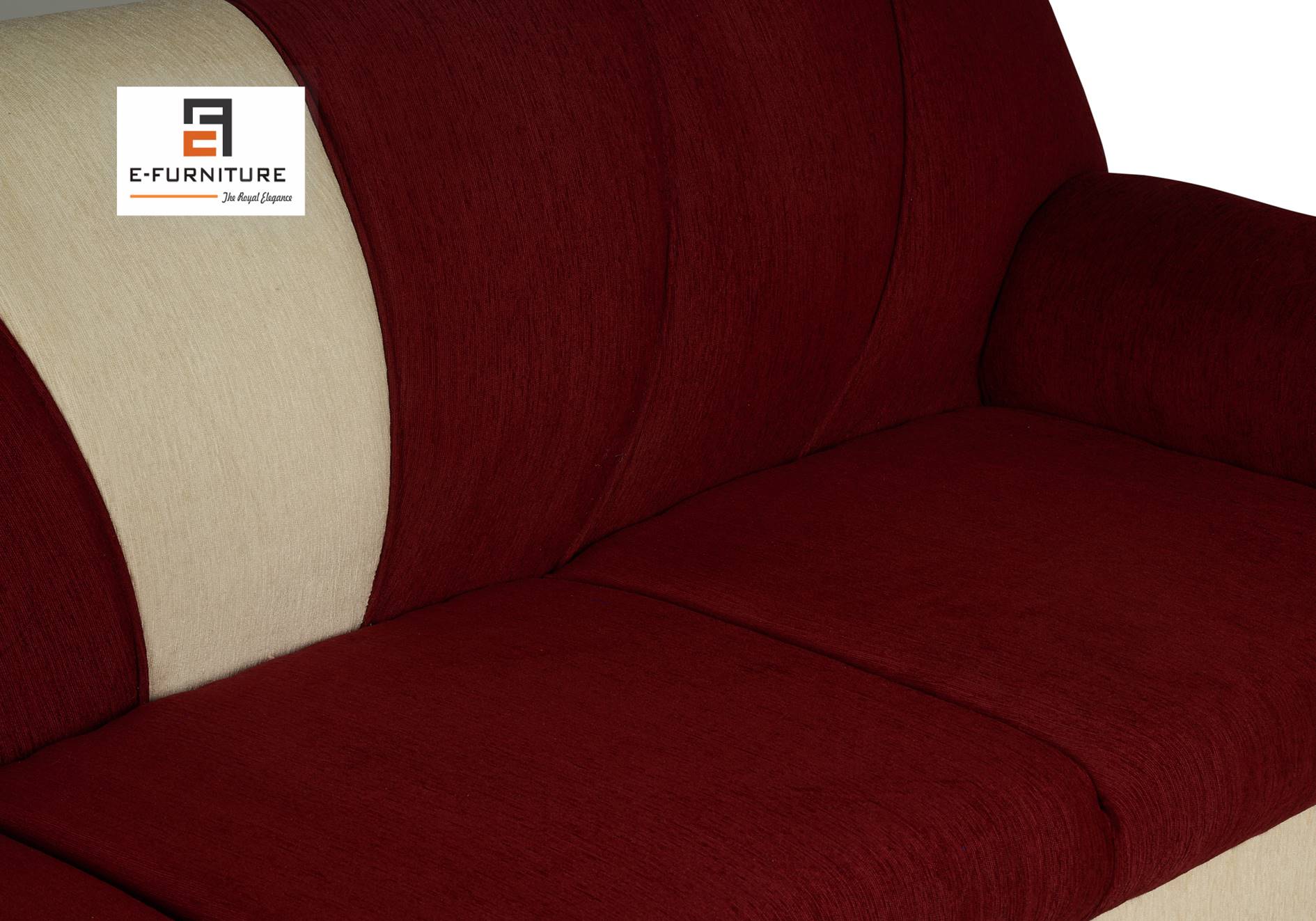 E-Furniture | Crimson Cloud Two-Tone Sofa, Ruby & Pearl