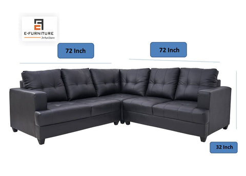 E-Furniture | Vittoria L-Shaped Sectional, Grand, Onyx Black
