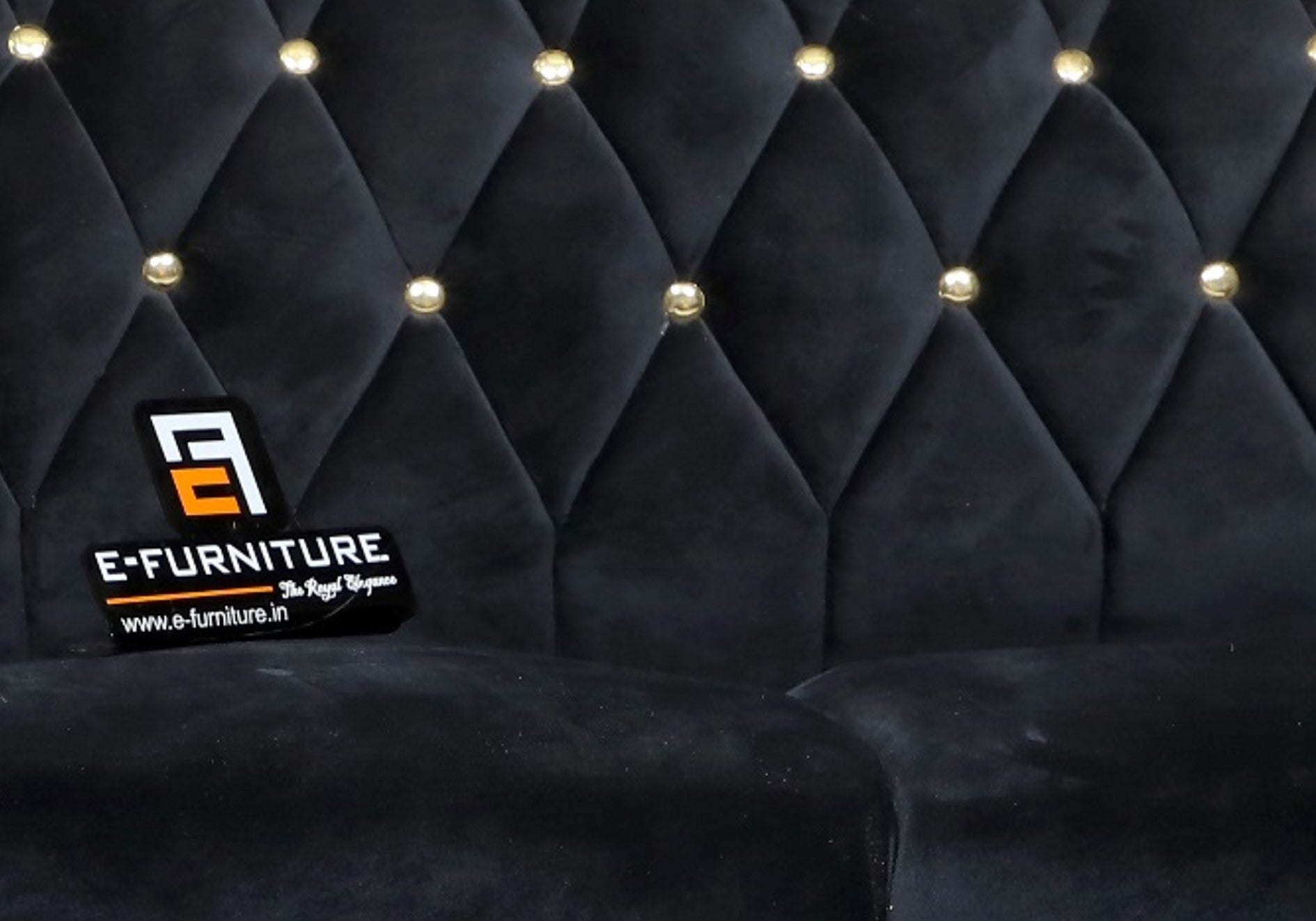 E-Furniture | Majestic Noir Chesterfield Upholstered Two-Seater Sofa, Onyx Black