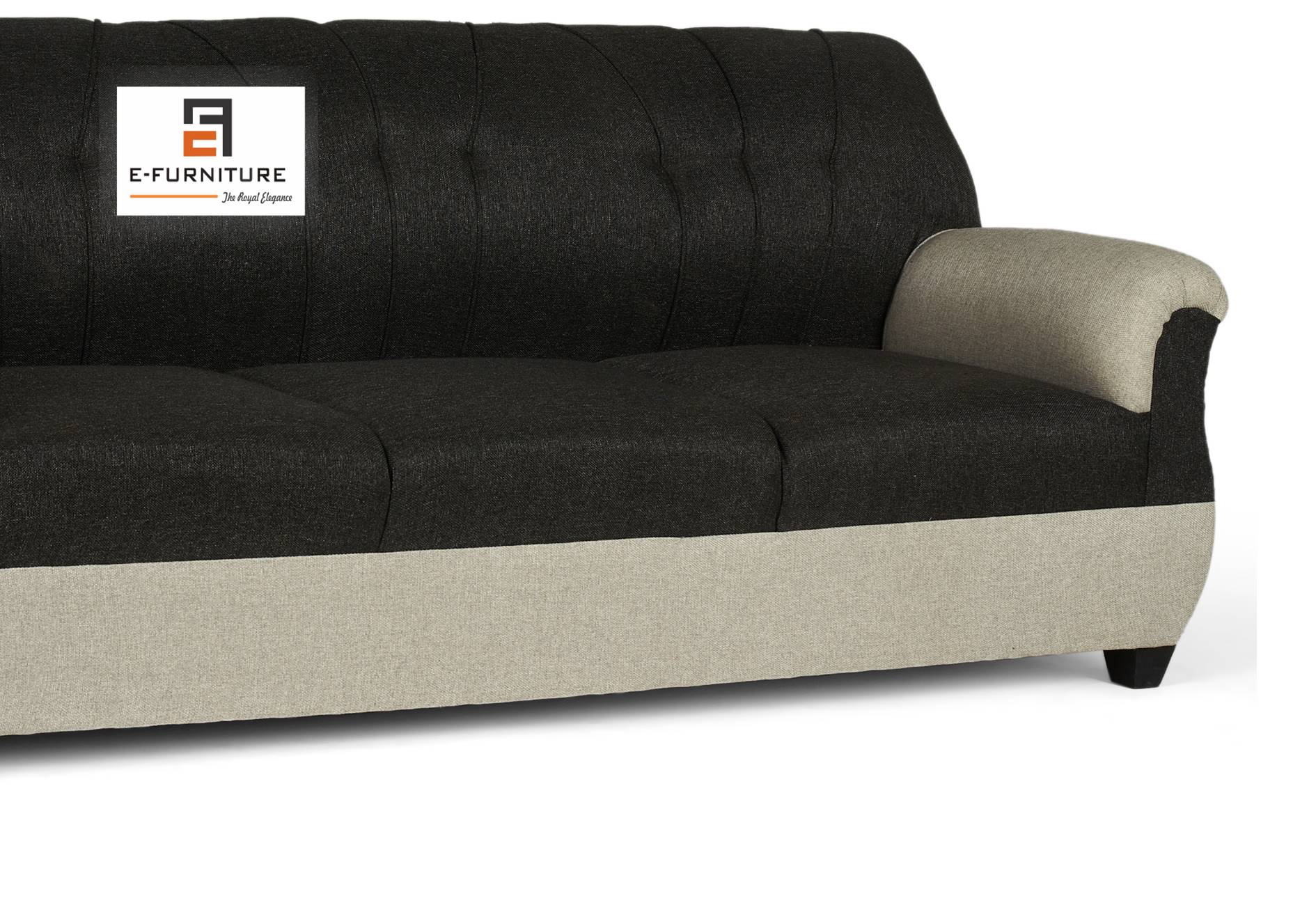 E-Furniture | Eleganza Two-Tone Tufted Sofa, Classic Gray & Charcoal