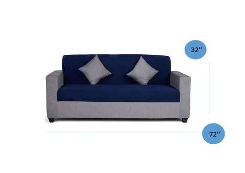 E-Furniture | Urban Chic 3+1+1 Seater, Graphite Gray & Blue
