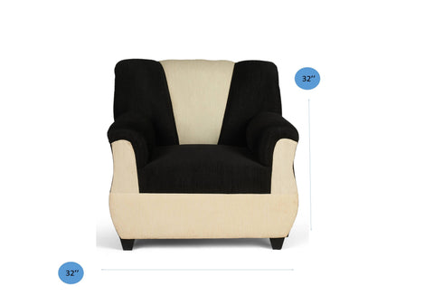 E-Furniture | Modern Harmony 3+1+1 Seater, Black and Cream