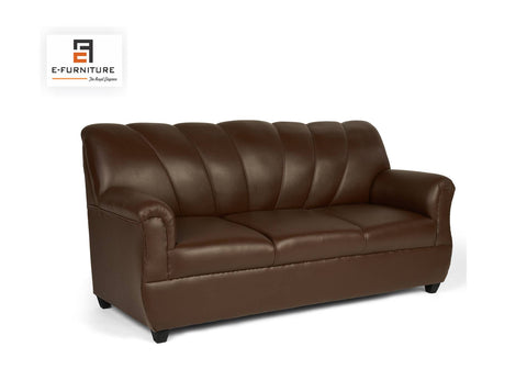 E-Furniture | Sienna Comfort 3+1+1 Seater, Rich Brown Leatherette