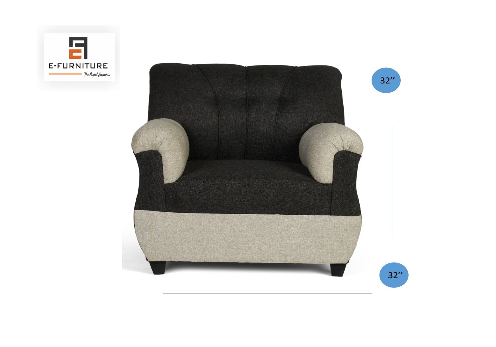 E-Furniture | Twilight Contrast 3+1+1 Seater, Dark Grey; Light Duo