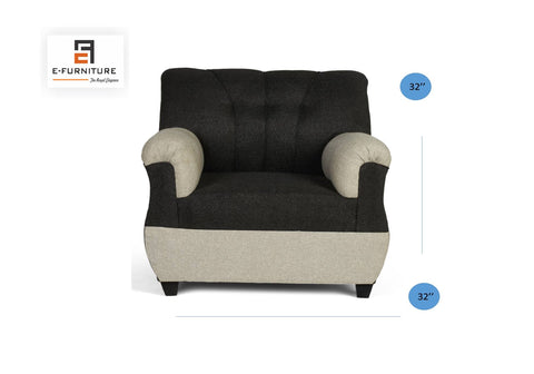 E-Furniture | Twilight Contrast 3+1+1 Seater, Dark Grey; Light Duo