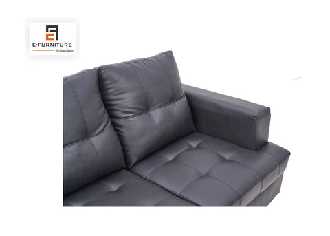 E-Furniture | Vittoria L-Shaped Sectional, Grand, Onyx Black