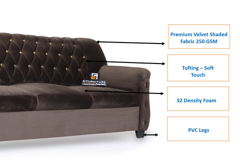 E-Furniture | Heritage Haven Tufted Trio Set, Espresso Brown