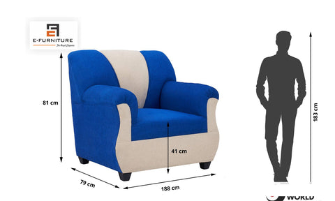 E-Furniture | Coastal Charm 3+1+1 Seater, Blue & White
