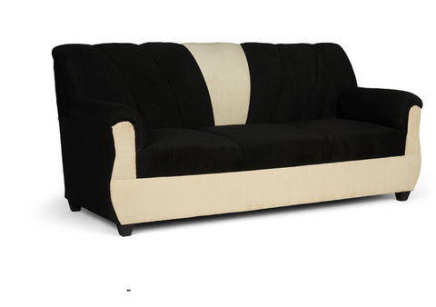 E-Furniture | Modern Harmony 3+1+1 Seater, Black and Cream