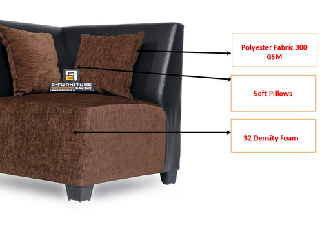 E-Furniture | Athena Upholstered Teak sofa, brown