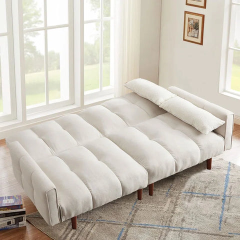 E-Furniture Kaspersky Sofa Cum Bed | Sofa Cum Bed In Cream Color