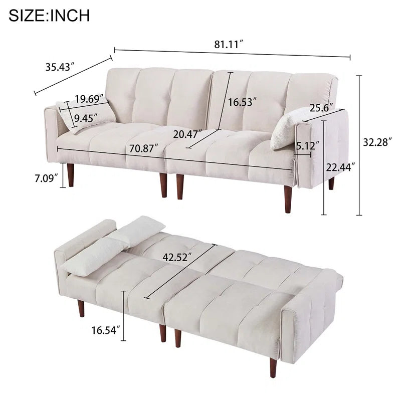 E-Furniture Kaspersky Sofa Cum Bed | Sofa Cum Bed In Cream Color