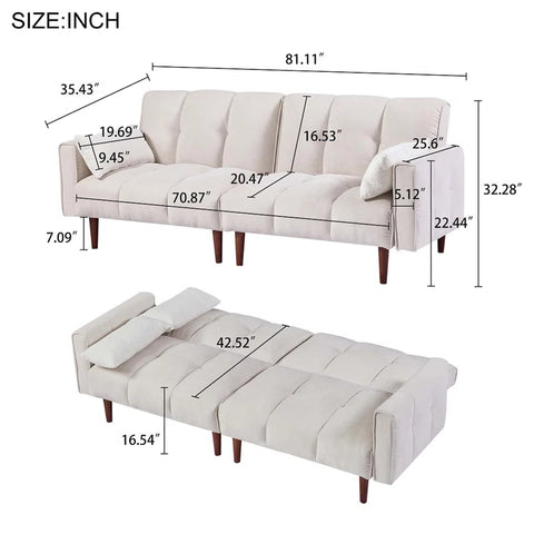 E-Furniture Kaspersky Sofa Cum Bed | Sofa Cum Bed In Cream Color
