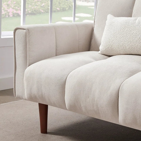 E-Furniture Kaspersky Sofa Cum Bed | Sofa Cum Bed In Cream Color