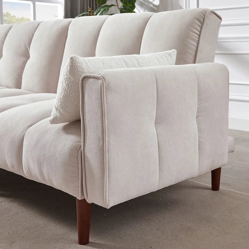 E-Furniture Kaspersky Sofa Cum Bed | Sofa Cum Bed In Cream Color