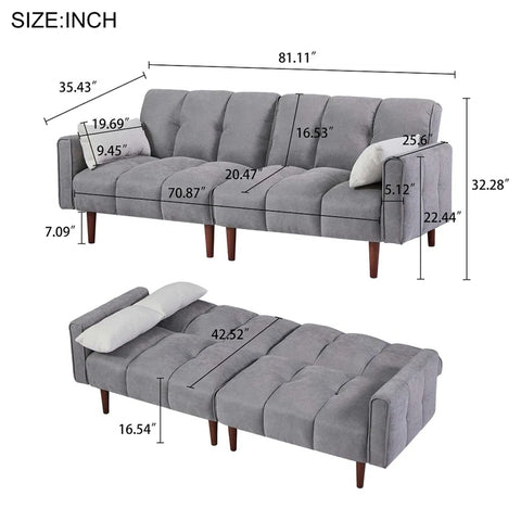 E-Furniture Kaspersky Sofa Cum Bed | Sofa Cum Bed In Grey Color