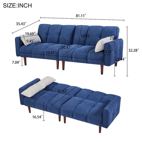E-Furniture Kaspersky Sofa Cum Bed | Sofa Cum Bed In Blue Color