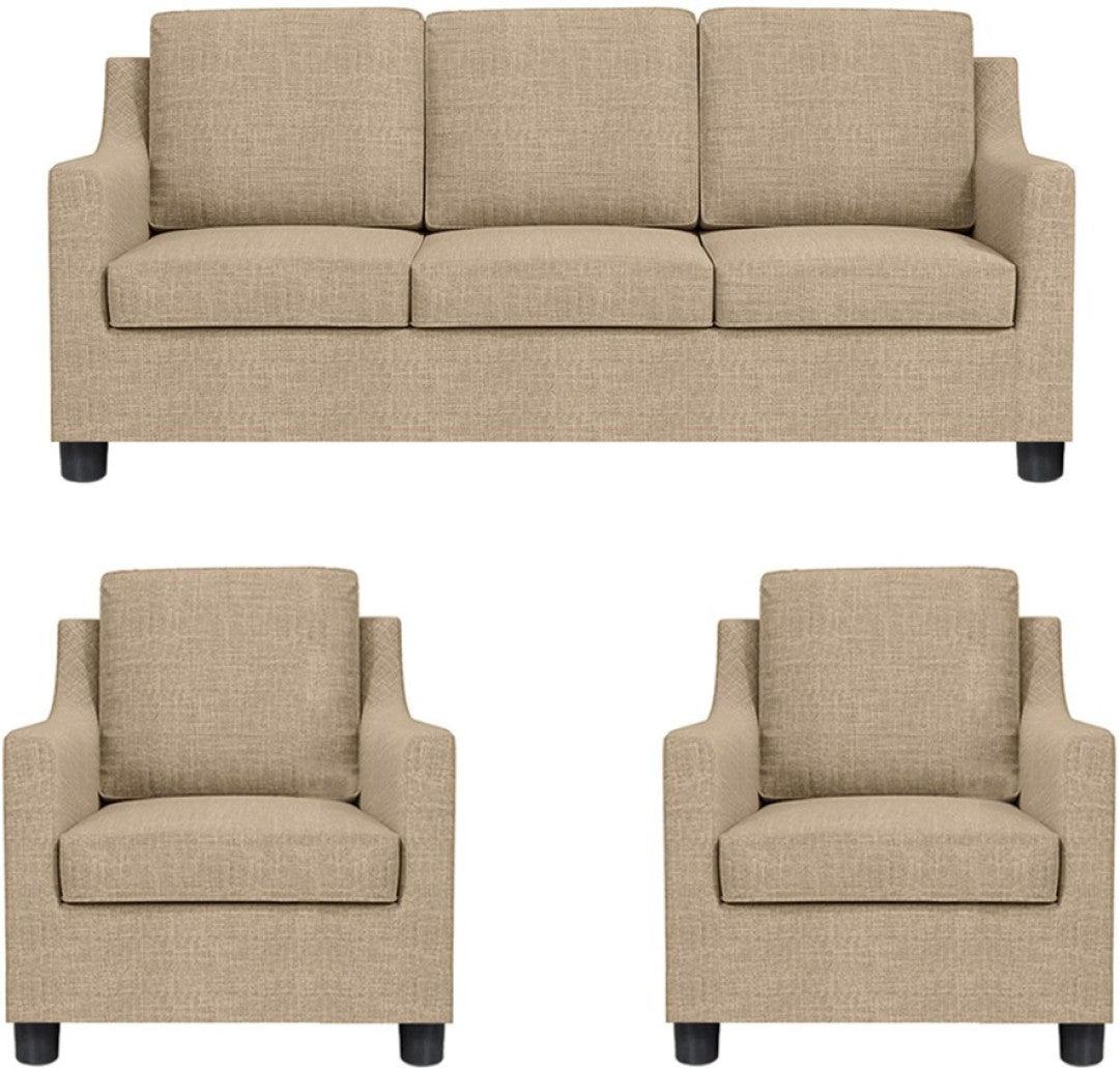 E-Furniture Nairobi Sofa Pack For Living Room In cream colour jute fabric . - E-FURNITURE