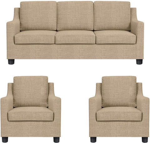E-Furniture Nairobi Sofa Pack For Living Room In cream colour jute fabric . - E-FURNITURE