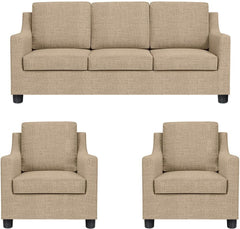 E-Furniture Nairobi Sofa Pack For Living Room In cream colour jute fabric . - E-FURNITURE