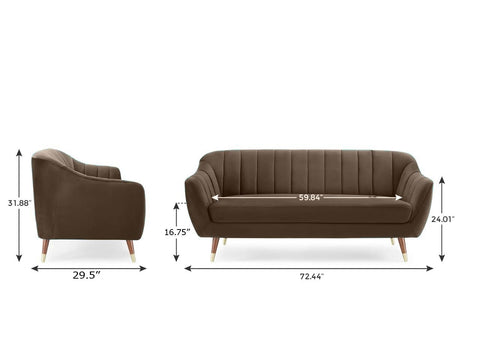 Espresso Luxe | Channel-Tufted Velvet Couch, Modern Glam