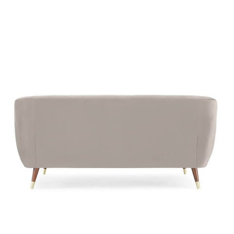 Pearl Essence | Luxe Channel-Tufted Velvet Sofa, Light Beige