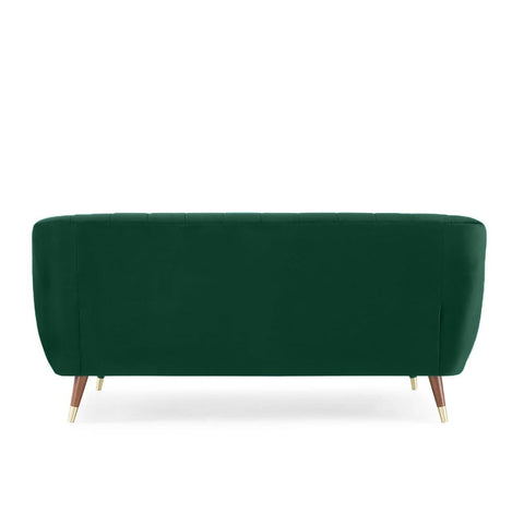 Emerald Oasis | Channel-Tufted Velvet Couch, Modern Luxe