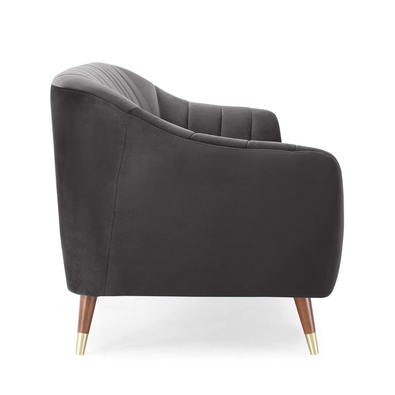 Slate Luxe | Channel-Tufted Velvet Sofa, Dark Gray Elegance