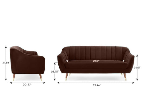 Chocolate Luxury | Velvet Channel-Tufted Sofa, Mid-Century Modern