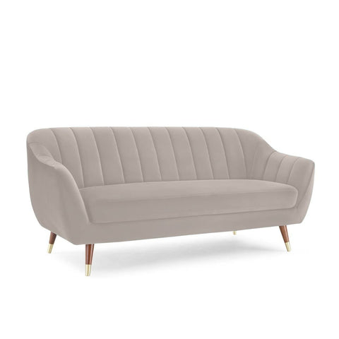 Pearl Essence | Luxe Channel-Tufted Velvet Sofa, Light Beige
